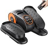 MERACH Under Desk Elliptical Machine, Leg Exerciser While Sitting for Seniors with Remote Control & 12-Speeds, Quiet Portable Electric Seated Pedal Exerciser Machine for Home Office（Orange）