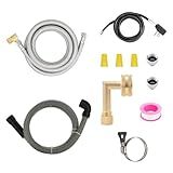 Roastove Universal Dishwasher Installation Kit,6 Ft Stainless Steel Dishwasher Hose,Burst Proof Water Supply Line with 3/8" Compression Connections,With a 6 feet drain hose and a clamp, one set