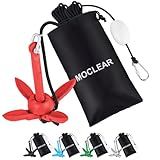 Moclear Kayak Anchor Kit, 1.5 lb Compact Folding Grapnel Anchor for Kayaks, Canoes, SUPs, Jet Skis, Small Boats - Lightweight Portable Marine Boat Anchor with Rust-Resistant Design (Red)
