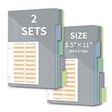 BVSSX Pocket Plastic Dividers, 5 Tab Set, 10 Count (Pack of 2), Letter Size(8.5"x11"), Morandi Color