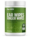Dog Ear Cleaning Finger Wipes with Aloe Vera & Eucalyptus Oil – Veterinarian Formulated Pet Ear Wipes for Dog Ear Care – Made in USA – 50 Count