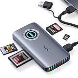 llano CFexpress Type A/B Card Reader, USB 3.2 Gen 2 (10Gbps) Reader, 4 in 1 UHS-II SD&Micro SD/TF Card Reader with RGB, USB C 4.0 Memory Card Reader for Windows, Mac OS, Linux, iOS, iPadOS and Android