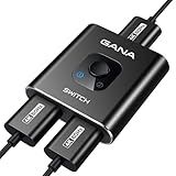 HDMI Switch 4k@60hz Splitter, GANA Aluminum Bidirectional HDMI Switcher 2 in 1 Out, Manual HDMI Hub Supports HD Compatible with Xbox PS5/4/3 Blu-Ray Player Fire Stick Roku (Black)