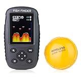 Venterior Portable Rechargeable Fish Finder Wireless Sonar Sensor Fishfinder Depth Locator with Fish Size, Temperature, Bottom Contour, Color Display