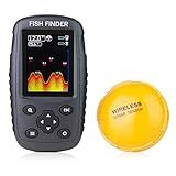 Venterior Portable Rechargeable Fish Finder Wireless Sonar Sensor Fishfinder Depth Locator with Fish Size, Temperature, Bottom Contour, Color Display