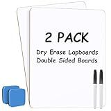 MaxGear Small White Board 2 Pack Dry Erase Boards, 9''x 12'' Mini White Board Double Sided Portable Whiteboards for Students Teachers School Supplies Lapboards Including 2 Markers and 2 Erasers