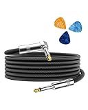 Aqdocvf Guitar Cable, Guitar Cord 10ft, AMP Cord for Bass & Electric Guitars/Keyboard/Mandolin, Pro Audio Instrument Cable (Right Angle to Straight, Black)