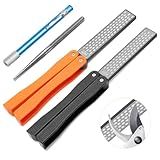 Anglekai 3PCS Garden Tool Sharpener, 2PCS Double-Sided Diamond Garden Tool Sharpener/ 1PCS Retractable Sharpening Rod for Gardening Pruner