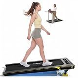 YPOO Ultra Slim Walking Pad Treadmill with 14% Incline, Under Desk Walking Pad with Auto-Maintenance System Belt, Smart App & Remote Control, Portable Treadmill for Home Office, 350LBS Capacity