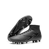 DREAM PAIRS Men's High Tops Lace Up Soccer Cleats, Lightweight Professional Athletic Football Cleats Mens Athletic Shoes for Training Soccer,Size 10.5,Black,SDSC2407M