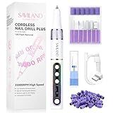 SAVILAND Cordless Electric Nail Drill: 10S Fast Removal 35000 RPM High Speed Nail File Kit for Acrylic Nail Tool Professional Rainbow Light LED Display Pro Manicure Kit Salon Travel Nail Tech