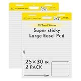 fwipiyo 2 Pack Sticky Easel Pads, Poster Paper 25 x 30 Inches Large Self Stick Easel Paper, Flip Chart Paper for Teachers, Teacher Anchor Chart, 30 Sheets/Pad