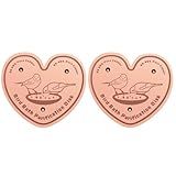 Uni-J 99.99% Pure Copper Bird Bath Purification Disk, Copper Disc inhibiting Algae buildup - Fits All Outdoor Bird Bath Bowls- 2Pcs Heart Shape