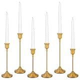 NCFJRS Candlestick Holders Candle Holder Candle Sticks Holder Holder Gothic Taper Candle Holders for Halloween Christmas Party Mantel Dinner Home Decoration (6, Brass Gold)