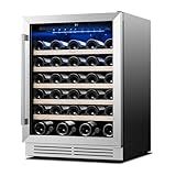 Yeego Wine Fridge Cooler - 24 Inch Wine Fridge Hold 52 Bottles, 40-65°F Wine Refrigerator Glass Door, Built in Fridge, Freestanding Adjustable Shelves Fridge for Beer Soda Drink Home Bar Office