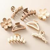 8PCS Hair Clips for Women, Valentine's Day Gifts, Flower Claw Clips for Thick Hair, Non-Slip Hair Accessories with Multi-Styles, Neutral Colors Hair Claw Clips and Variety Pack, Ideal for Girls