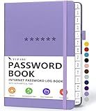 Password Book with Alphabetical Tabs – Hardcover Internet Address & Password Organizer – Password Keeper Notebook for Computer & Website – 5.2 x 7.6" (Lavender)