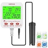 GIDIGI Digital pH EC Meter Smart Hydroponics pH Meter with WiFi for Real Time Large Screen with Multiple Parameters Displayed Simultaneously pH EC Monitor Salt Meter ORP Tester for Aquarium