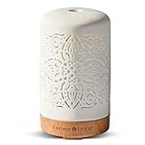 Earnest Living Essential Oil Diffuser White Ceramic Diffuser 100 ml Timers Night Lights and Auto Off Function Home Office Humidifier Aromatherapy Diffusers for Essential Oils
