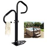 Two Way Hot Tub Handrail - 38-62" Adjustable Height with 360° Rotating Dual Handle, Slip-in Base | Rust-Proof Carbon Steel Grab Rail for Safe Entry Exit Spas
