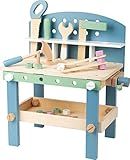 Compact Wooden Workbench by Small Foot –Tool Bench Set in Nordic Theme – 21+ Piece Playset Includes Hammer, Saw, Screwdriver, Nails, Screws and Measuring Stick – Improves Motor Skills – Ages 3+ Years