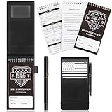 Resurhang 3 Pcs Public Safety Police Field Interview Notebook with PU Leather Cover Pen Steno Notepad Police Ticket Book Interview Equipment Accessories for Law Enforcement Incident Report, 70 Sheets