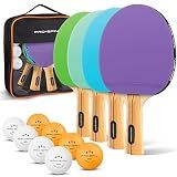 PRO-SPIN Ping Pong Paddles - High-Performance Set with Premium Table Tennis Rackets, 3-Star Ping Pong Balls| Professional Quality Ping Pong Paddle Set (Purple | Blue | Mint | Green, 4-Player Set)