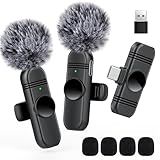 Type C Wireless Lavalier Microphone for iPhone 15,Android and Laptop,Tablet,PC,Clip on Microphone with Noise Reduction for Video Recording,Vlog,Interviews,Live Streaming,Podcast,TikTok,YouTube 2 Pack