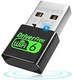 USB WiFi 6 Adapter for PC Desktop & Laptop, 900Mbps Dual Band 2.4/5GHz with Bluetooth 5.3, Nano Size Plug & Play, Windows 11/10 Driver-Free, Reconnect 7 Devices Simultaneously