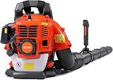 Thalorus 52cc Backpack Leaf Blower – Gas Powered 550 CFM 230 MPH High Airflow for Lawn Care, Low-Vibration Harness, Clears Leaves, Debris & Snow (Orange)