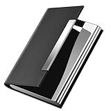 Padike Business Card Holder/ Case Professional PU Leather & Stainless Steel Multi Wallet Credit Card ID Case/Holder for Men & Women. (Black)