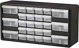 Akro-Mils 26-Drawer Plastic Drawer Storage Cabinet for Garage Organization, Bead Organizer, Building Bricks Storage, Teacher Toolbox, Makeup Organizer, 20" W x 6" D x 10" H, 10126 Black