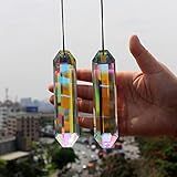 2PCS 5" Large Suncatchers Crystal Prisms, STINO Hanging Sun Catcher with Glass Prism, Rainbow Maker for Windows, Room, Garden Fantasy Aesthetic Home Decor (1, Rectangle ABColor 2Pcs)