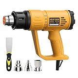 Heat Gun, TGK® 1800W Heavy Duty Hot Air Gun Kit 662℉ & 1112℉ Dual Temperature Settings with 4 Nozzle Attachments Overload Protection for Crafts, Shrink Wrapping/Tubing, Paint Removing, Epoxy Resin