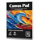 12 Sheets Canvas Paper Pad 9”x12”, 350 GSM Canvas Sheets Glue Bound Canvas Sketchbook for Adults and Students - Acrylic Painting, Oil Painting