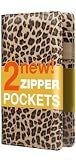 Server Book with 2 Zipper Pockets, Leather Server Books for Waitress, Waiter Book, Sturdy Waitress Book with Money Pocket and Zipper, Servers Book Waitress Accessories Server Apron, Leopard Print