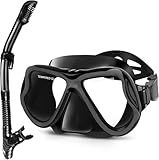 Greatever Dry Snorkel Set,Panoramic Wide View,Anti-Fog Scuba Diving Mask,Professional Snorkeling Gear for Adults