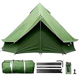 Canvas Bell Yurt Tent with Stove Jack, Waterproof Luxury 4 Season Tents for Family Outdoor Camping 100% Cotton Green Glamping Tents for Hunting, Partie, All Year Living (4M- 173 sq. ft yurt)