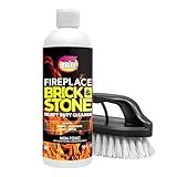 Quick N Brite Fireplace Gel Cleaner with Scrub Brush for Brick, Stone, Rock, Tile, and Marble, Nonabrasive Fireplace Cleaner, Made in the USA, 16 oz
