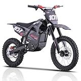 KOOZ HP115E Electric Dirt Bike Ebike for Kids and Teens, 40 MPH 60V 2000W (Max 3000W) Offroad Motorcycle with 14"/12" Tires, Hydraulic Brakes, Ideal for Offroad Riding (40 MPH Red)