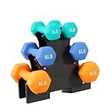 Fitvids Colored Neoprene Dumbbell Set with Rack, Multiple Weight Options, 20LBS, 32LBS, 50LBS and 56LBS Sets