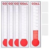Juvale Fundraising Thermometer - Thermometer Poster for Goals & Charity Tracking - Paper Goal Chart Tracker for Classroom & Office - 48 x 11 in, Multicolor, Pack of 5