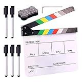 Swpeet 8Pcs 10"x12" Acrylic Film Movie Clapboard Kit, Magnetic Blackboard Eraser, M3 Hex Wrench and 5Pcs Custom Pens Dry Erase Director Clapper Coating Board Slate for Film Fans