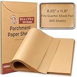 GENLGE 300 Sheets Unbleached Parchment Paper for Baking – 8.25" x 11.8" Precut, Non-Stick, Fit for Quarter Sheet Pans