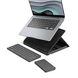 Logitech Casa Pop-Up Desk with Laptop Stand, Wireless Keyboard & Touchpad, Bluetooth, USB C Charging, for Laptop/MacBook (10” to 17”),Windows, macOS, ChromeOS - Classic Chic, Green/Black