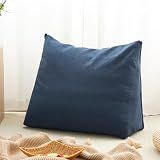 Triangular Comforter Storage Bag/Wedge Pillow Cover Linen Like - Multi-Use Pillow, Cushion & Bedding Insert Cover - Stuff with Clothes, Blankets for Extra Storage (26.7x20.5x10.2 In, Navy)