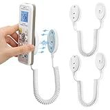 2-Pack Magnetic Remote Control Holders with Spring Ropes - Safely Secure Remotes & Small Items, Wall-Mount with Adhesive, Anti-Loss, Rapid Adsorption, Extendable Spring (White 70 inch, 2 Pack)