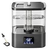 KZF 4L Top Fill Humidifiers for Bedroom & 40H Runtime - Cool Mist Humidifier, 3 Mist Levels, 8H Timer, Essential Oil Tray, Humidity Display, Quiet for Baby, Plants, Large Room (Black, 4L)