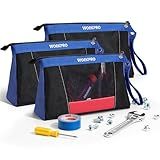 WORKPRO 12" Tool Pouches with Zipper, Heavy-Duty Small Tool Bag, Utility small tool pouch for Tool Organizers and Storage, Mini Tool Bag, 3 Pack