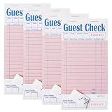 ZPARIK 4 Pack Pink Guest Checks Books for Servers Server Note Pads, Waiter Checkbook, Waitress Notepad for Restaurants, Paper Checks 50 Sheets/Pack, 200 Total Tickets